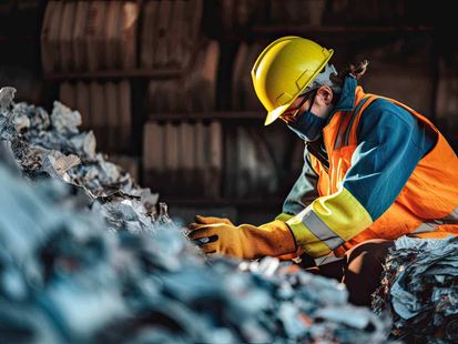 female worker uses xrf analysis